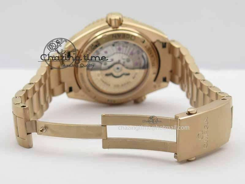 Planet Ocean GMT 43.5mm RG V6F 1:1 Best Edition Black Dial On RG Bracelet A8605