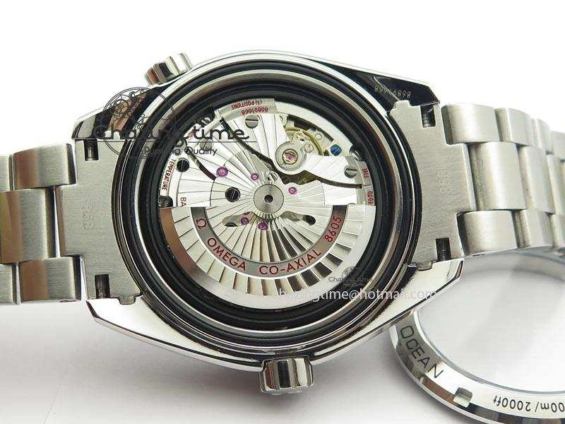 Planet Ocean GMT 43.5mm V6F Goodplanet Orange Marker Blue Dial On SS Bracelet A8605