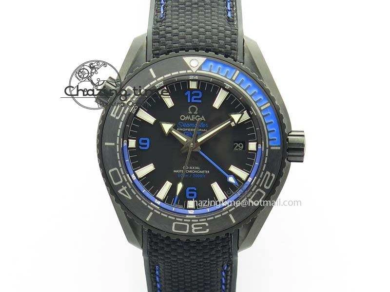 Planet Ocean GMT 45mm DLC Blue JHF Best Edition Black Dial On Rubber Strap A8906