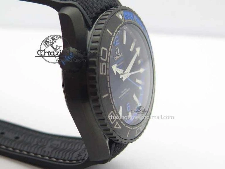 Planet Ocean GMT 45mm DLC Blue JHF Best Edition Black Dial On Rubber Strap A8906