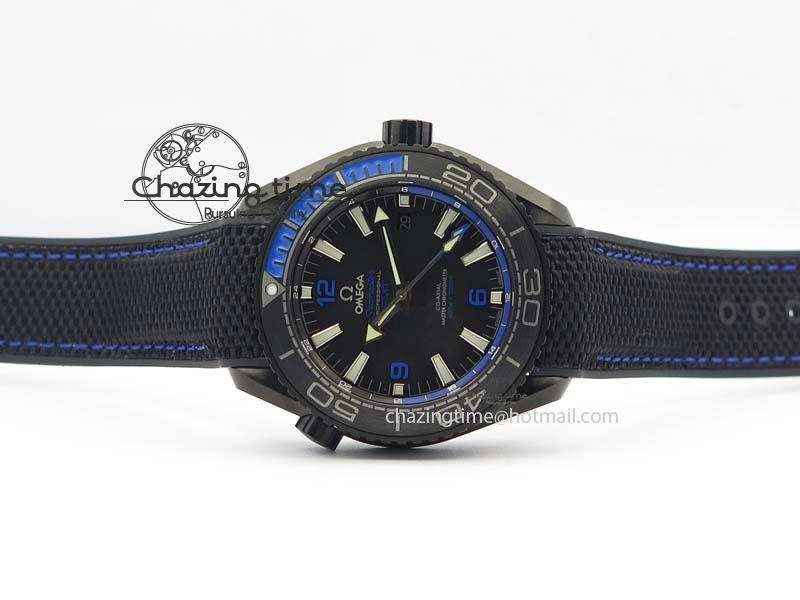 Planet Ocean GMT 45mm DLC Blue JHF Best Edition Black Dial On Rubber Strap A8906