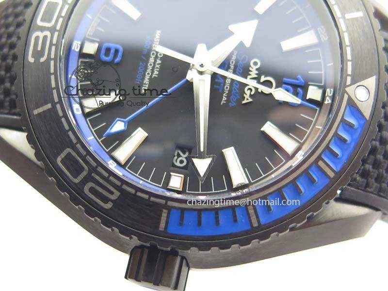 Planet Ocean GMT 45mm DLC Blue JHF Best Edition Black Dial On Rubber Strap A8906