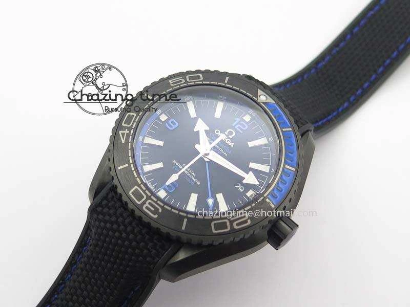 Planet Ocean GMT 45mm DLC Blue JHF Best Edition Black Dial On Rubber Strap A8906