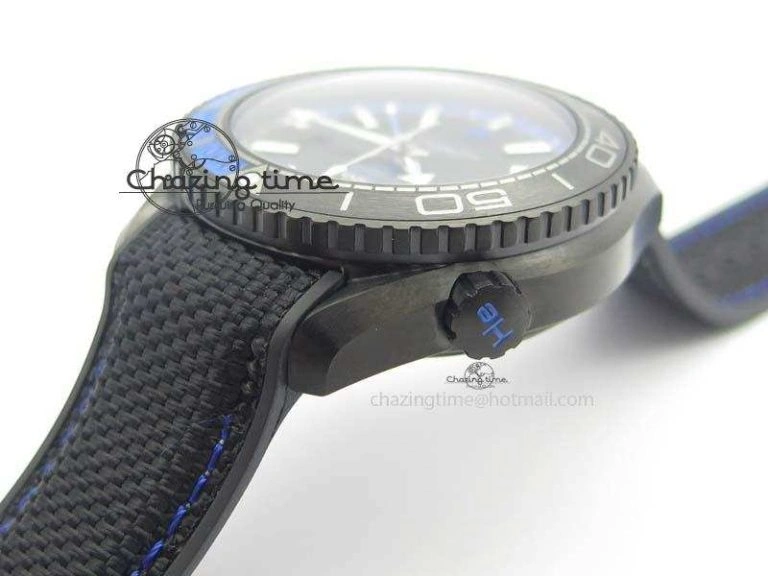 Planet Ocean GMT 45mm DLC Blue JHF Best Edition Black Dial On Rubber Strap A8906