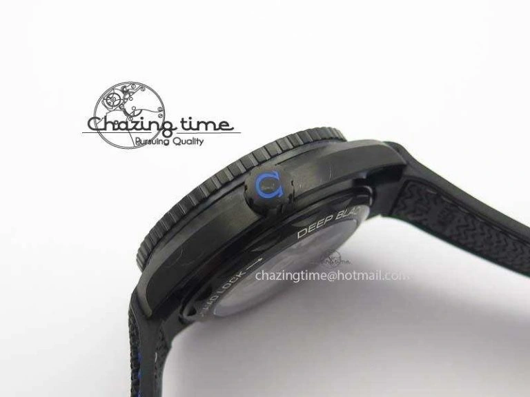 Planet Ocean GMT 45mm DLC Blue JHF Best Edition Black Dial On Rubber Strap A8906