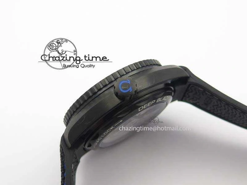 Planet Ocean GMT 45mm DLC Blue JHF Best Edition Black Dial On Rubber Strap A8906