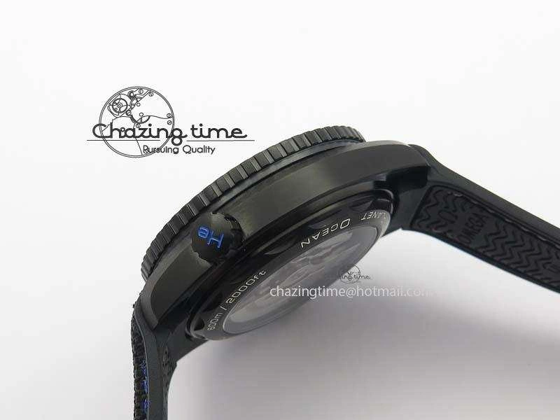 Planet Ocean GMT 45mm DLC Blue JHF Best Edition Black Dial On Rubber Strap A8906