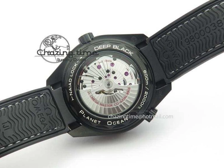 Planet Ocean GMT 45mm DLC Blue JHF Best Edition Black Dial On Rubber Strap A8906