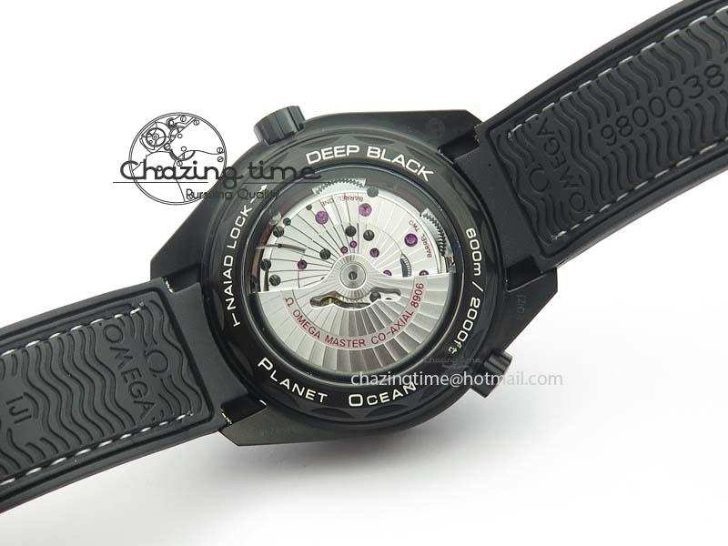 Planet Ocean GMT 45mm DLC Blue JHF Best Edition Black Dial On Rubber Strap A8906