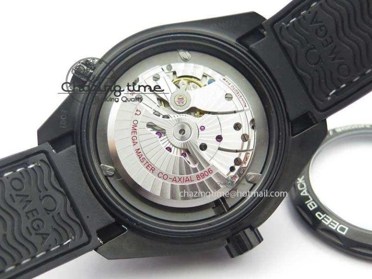 Planet Ocean GMT 45mm DLC Blue JHF Best Edition Black Dial On Rubber Strap A8906