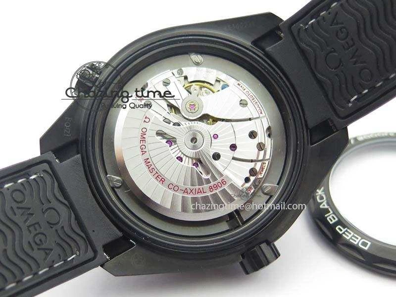 Planet Ocean GMT 45mm DLC Blue JHF Best Edition Black Dial On Rubber Strap A8906