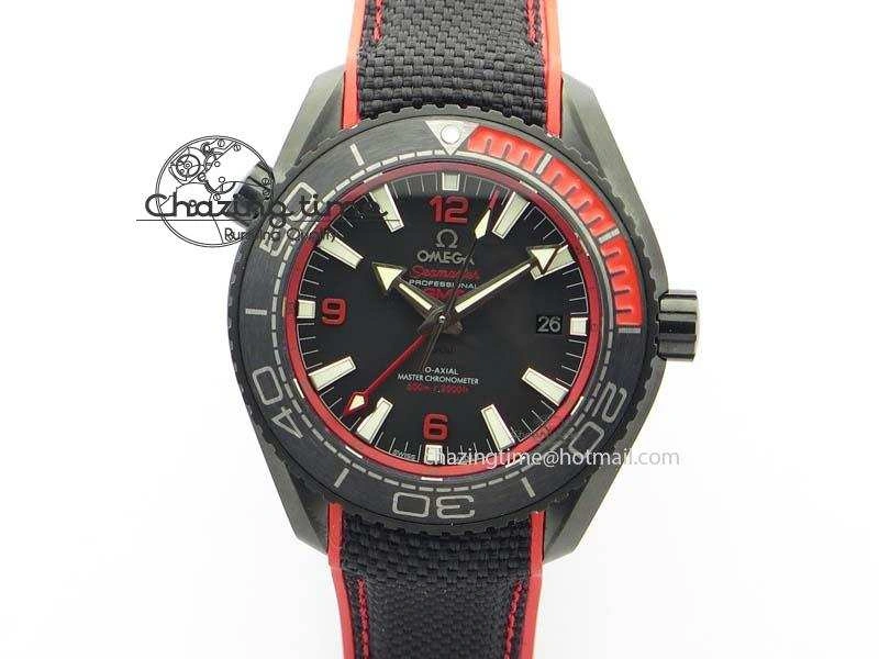 Planet Ocean GMT 45mm DLC Red JHF Best Edition Black Dial On Rubber Strap A8906