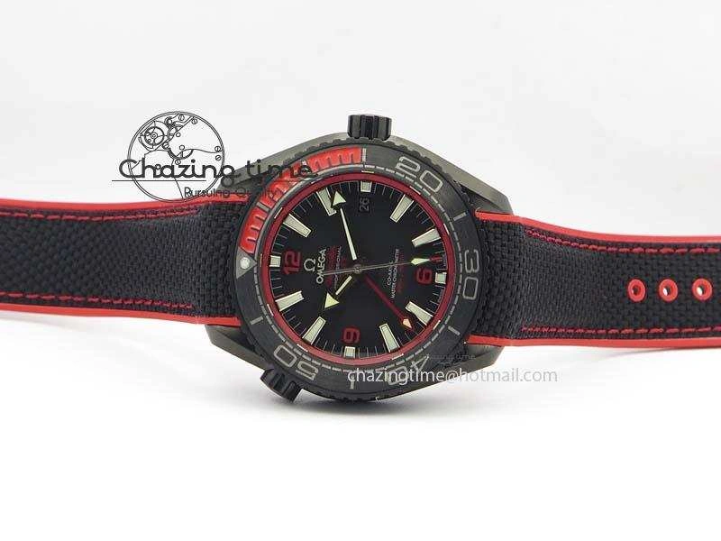 Planet Ocean GMT 45mm DLC Red JHF Best Edition Black Dial On Rubber Strap A8906