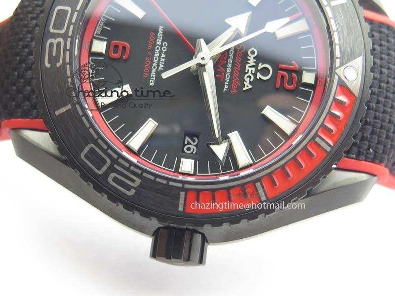 Planet Ocean GMT 45mm DLC Red JHF Best Edition Black Dial On Rubber Strap A8906