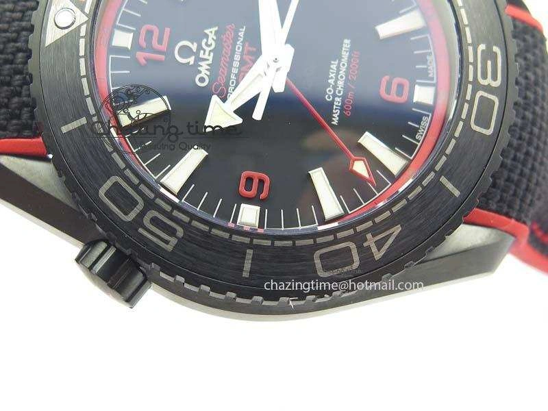 Planet Ocean GMT 45mm DLC Red JHF Best Edition Black Dial On Rubber Strap A8906