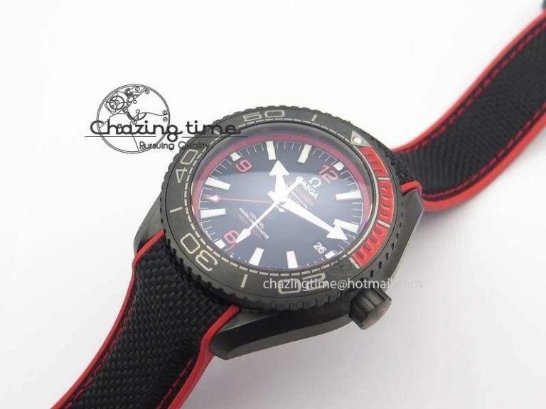 Planet Ocean GMT 45mm DLC Red JHF Best Edition Black Dial On Rubber Strap A8906