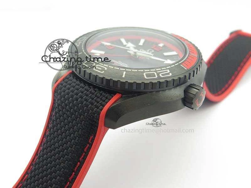 Planet Ocean GMT 45mm DLC Red JHF Best Edition Black Dial On Rubber Strap A8906