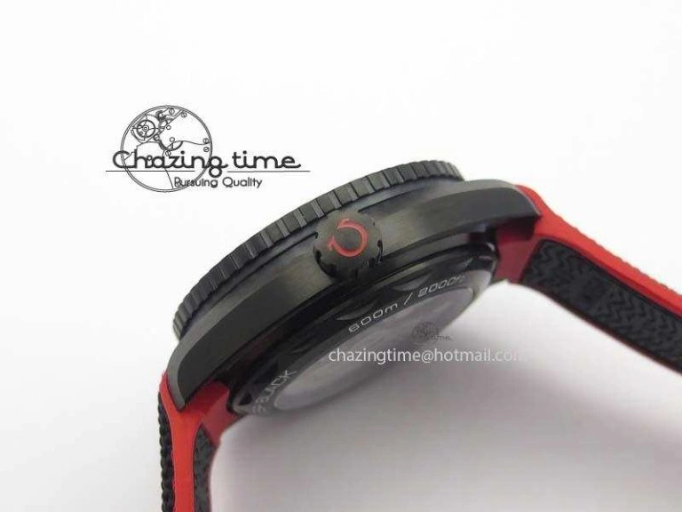 Planet Ocean GMT 45mm DLC Red JHF Best Edition Black Dial On Rubber Strap A8906