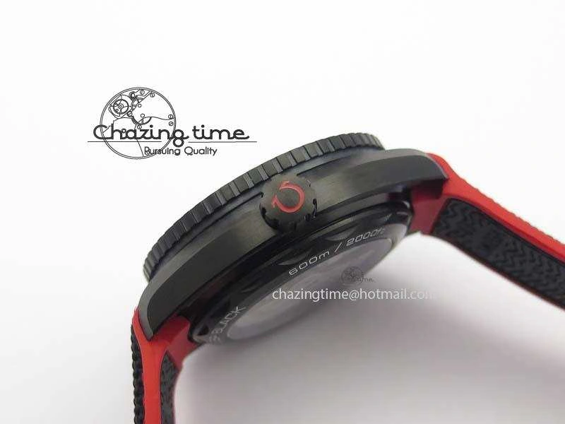 Planet Ocean GMT 45mm DLC Red JHF Best Edition Black Dial On Rubber Strap A8906