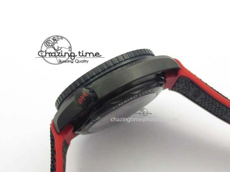 Planet Ocean GMT 45mm DLC Red JHF Best Edition Black Dial On Rubber Strap A8906