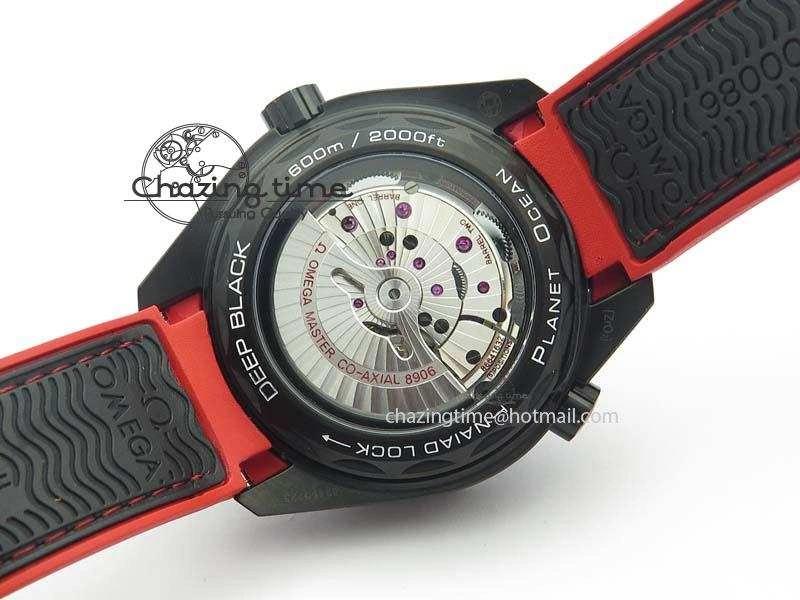 Planet Ocean GMT 45mm DLC Red JHF Best Edition Black Dial On Rubber Strap A8906