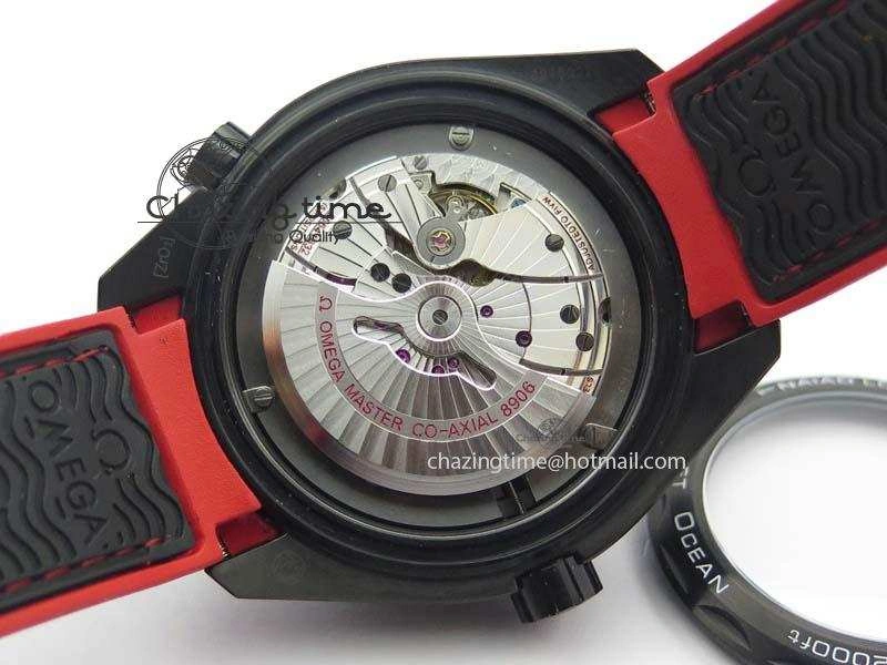 Planet Ocean GMT 45mm DLC Red JHF Best Edition Black Dial On Rubber Strap A8906