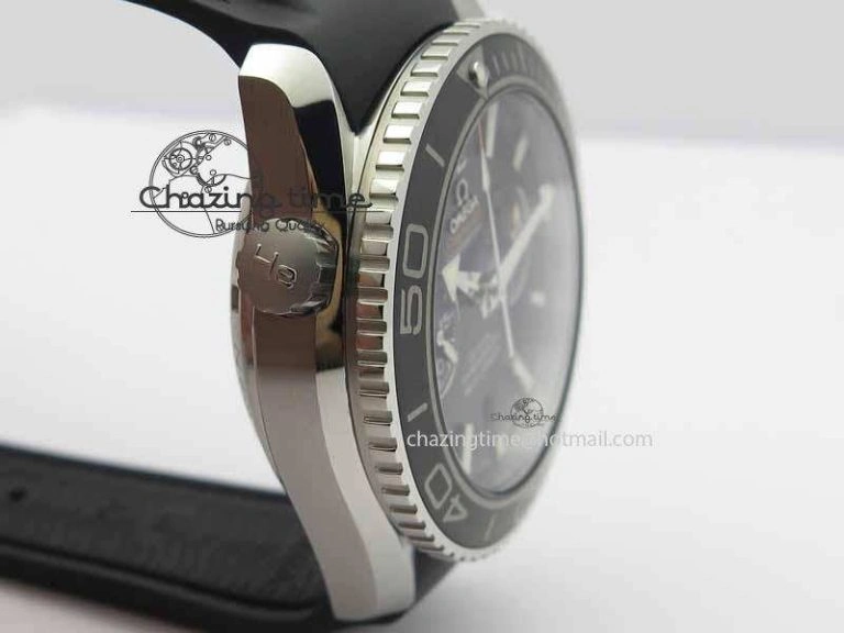Planet Ocean Master Chrono 45mm SS OM 1:1 Best Edition Black Dial On Black Rubber Strap A9300