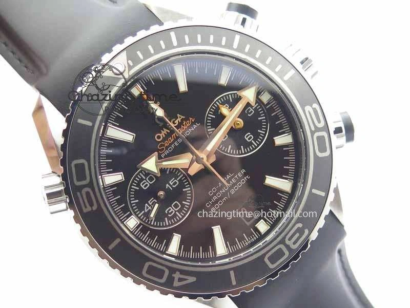 Planet Ocean Master Chrono 45mm SS OM 1:1 Best Edition Black Dial On Black Rubber Strap A9300