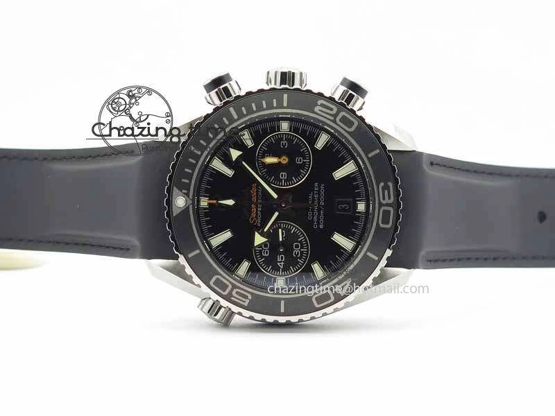 Planet Ocean Master Chrono 45mm SS OM 1:1 Best Edition Black Dial On Black Rubber Strap A9300