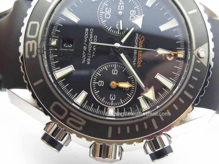 Planet Ocean Master Chrono 45mm SS OM 1:1 Best Edition Black Dial On Black Rubber Strap A9300