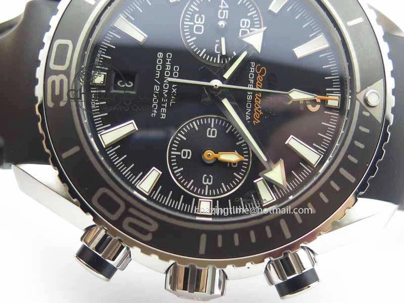 Planet Ocean Master Chrono 45mm SS OM 1:1 Best Edition Black Dial On Black Rubber Strap A9300