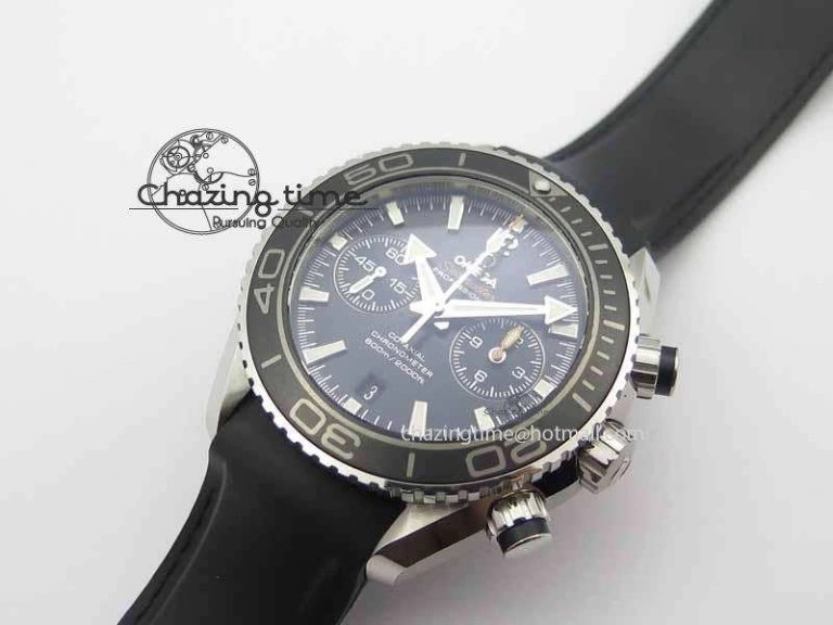 Planet Ocean Master Chrono 45mm SS OM 1:1 Best Edition Black Dial On Black Rubber Strap A9300