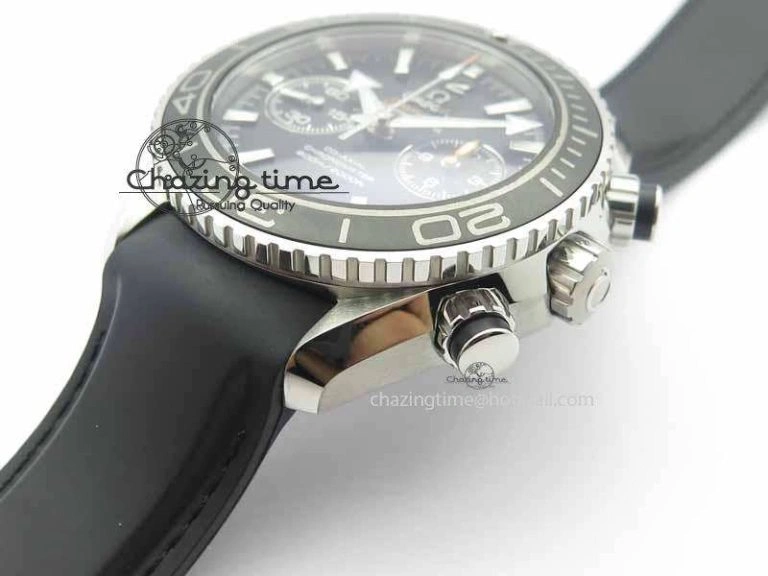 Planet Ocean Master Chrono 45mm SS OM 1:1 Best Edition Black Dial On Black Rubber Strap A9300