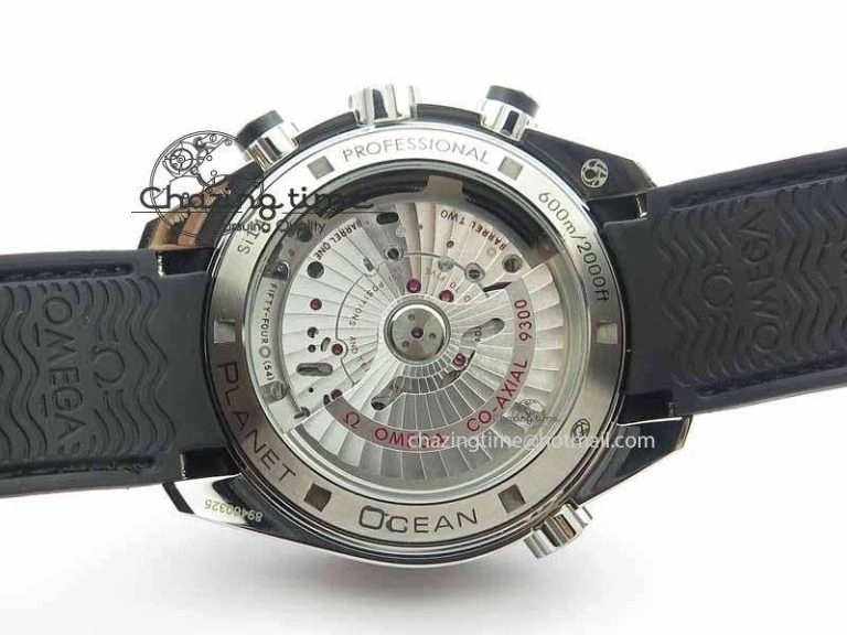 Planet Ocean Master Chrono 45mm SS OM 1:1 Best Edition Black Dial On Black Rubber Strap A9300