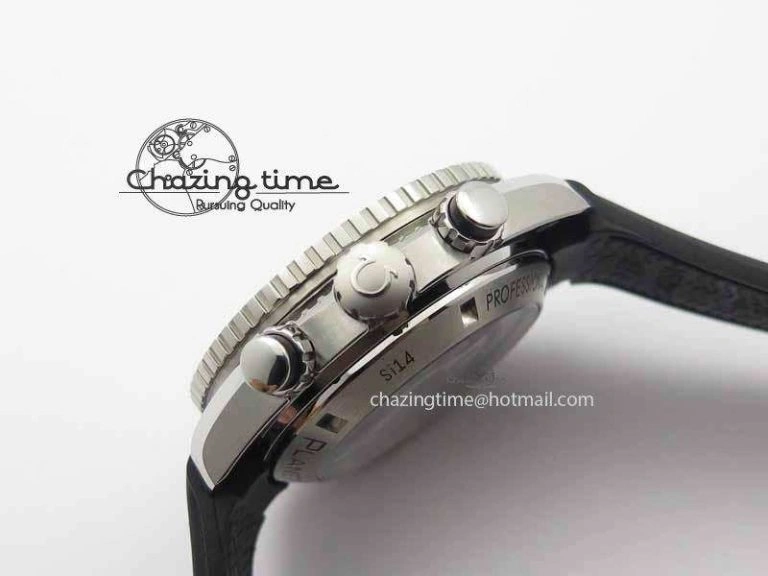 Planet Ocean Master Chrono 45mm SS OM 1:1 Best Edition Black Dial On Black Rubber Strap A9300