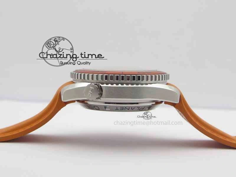Planet Ocean Master Chrono 45mm SS OM 1:1 Best Edition Black Dial On Orange Rubber Strap A9300