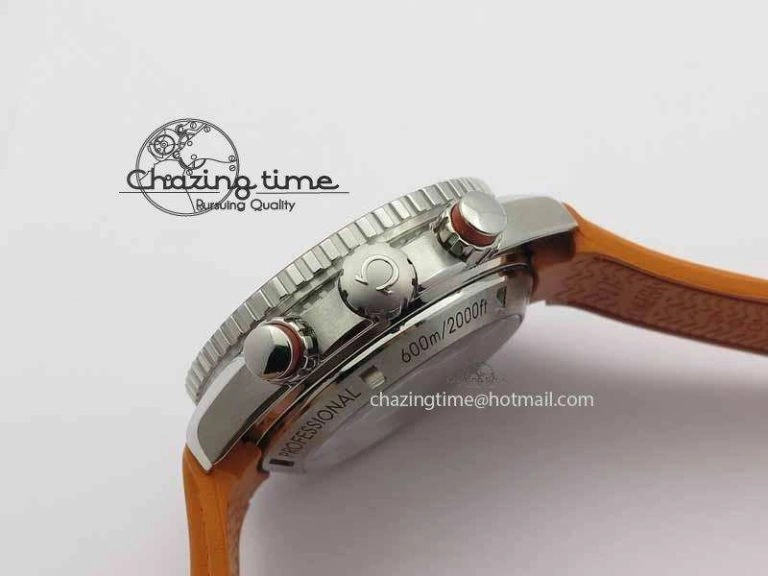 Planet Ocean Master Chrono 45mm SS OM 1:1 Best Edition Black Dial On Orange Rubber Strap A9300