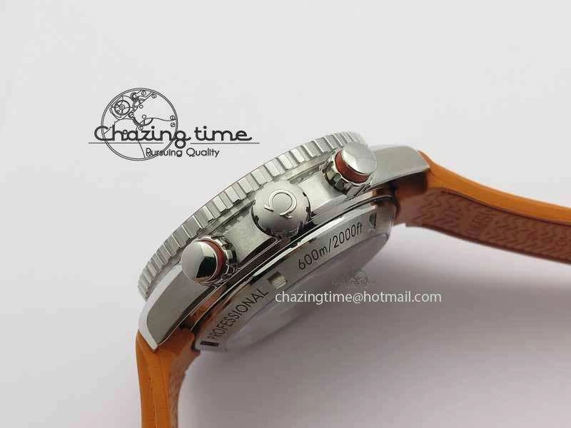 Planet Ocean Master Chrono 45mm SS OM 1:1 Best Edition Black Dial On Orange Rubber Strap A9300