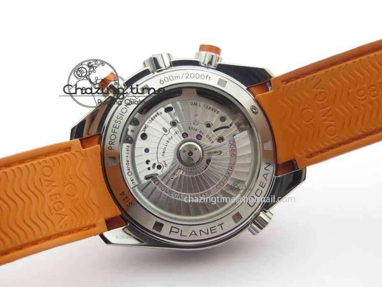 Planet Ocean Master Chrono 45mm SS OM 1:1 Best Edition Black Dial On Orange Rubber Strap A9300