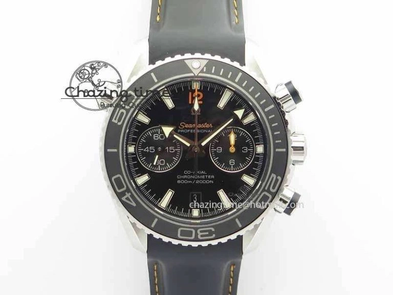 Planet Ocean Master Chrono 45mm SS OM 1:1 Best Edition Black Dial Orange 12 On Rubber Strap A9300