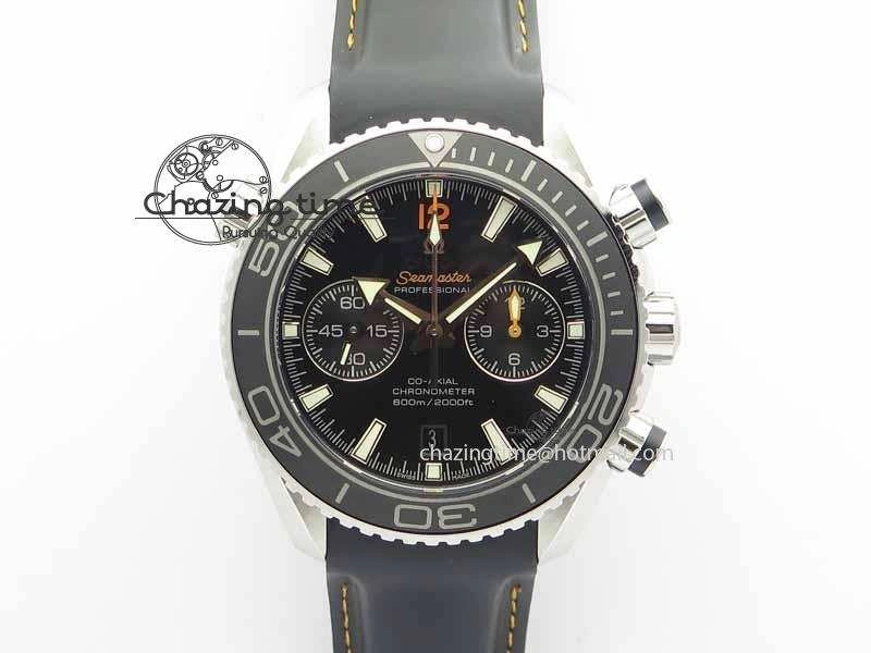 Planet Ocean Master Chrono 45mm SS OM 1:1 Best Edition Black Dial Orange 12 On Rubber Strap A9300