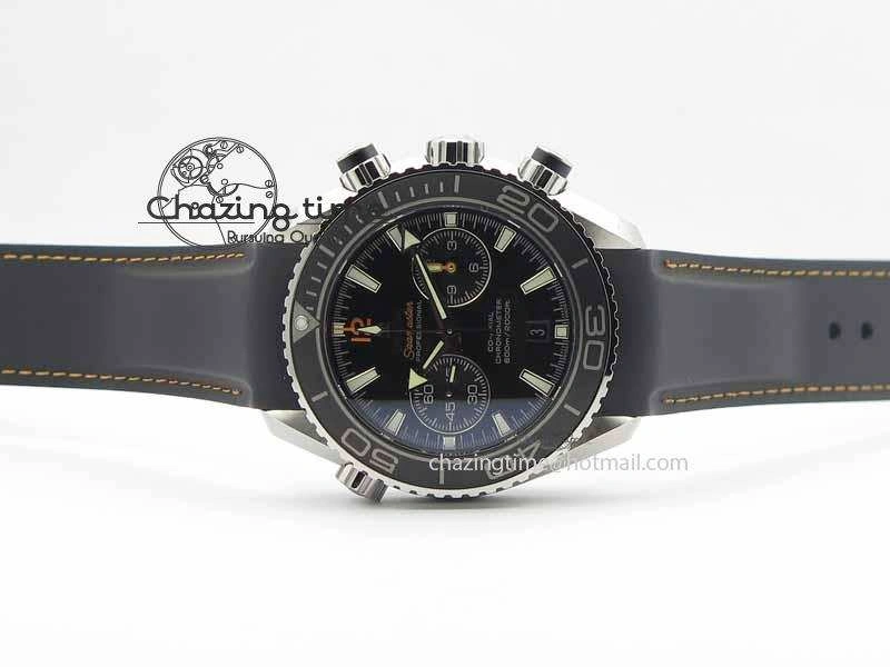 Planet Ocean Master Chrono 45mm SS OM 1:1 Best Edition Black Dial Orange 12 On Rubber Strap A9300