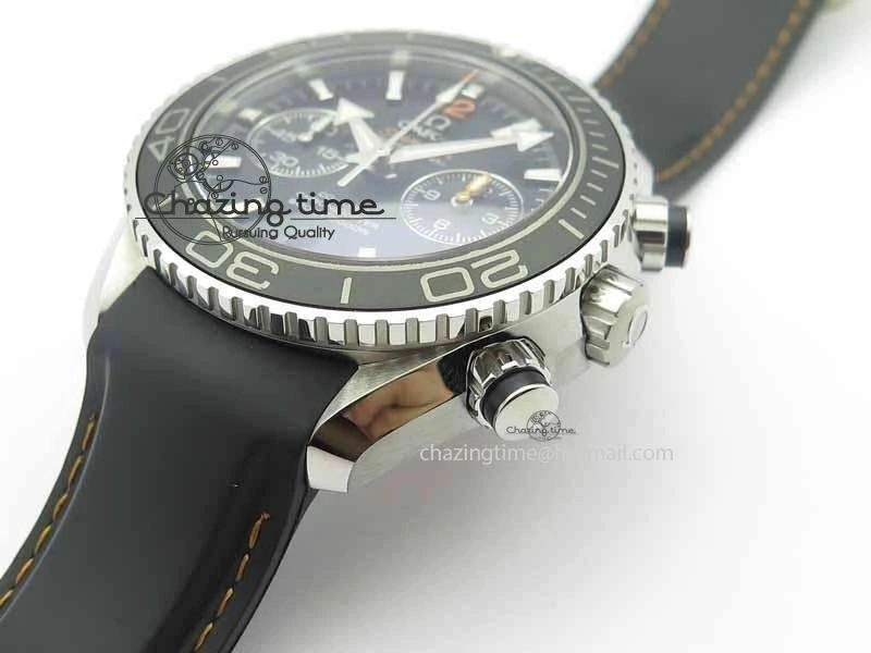 Planet Ocean Master Chrono 45mm SS OM 1:1 Best Edition Black Dial Orange 12 On Rubber Strap A9300