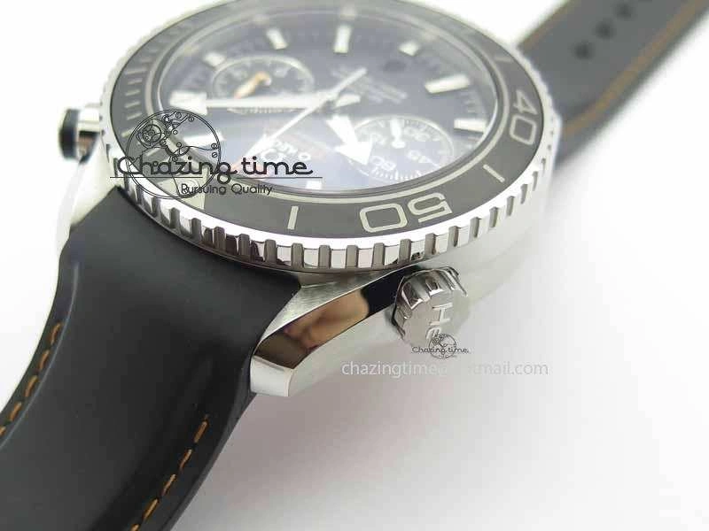 Planet Ocean Master Chrono 45mm SS OM 1:1 Best Edition Black Dial Orange 12 On Rubber Strap A9300