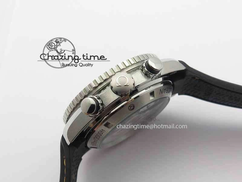 Planet Ocean Master Chrono 45mm SS OM 1:1 Best Edition Black Dial Orange 12 On Rubber Strap A9300