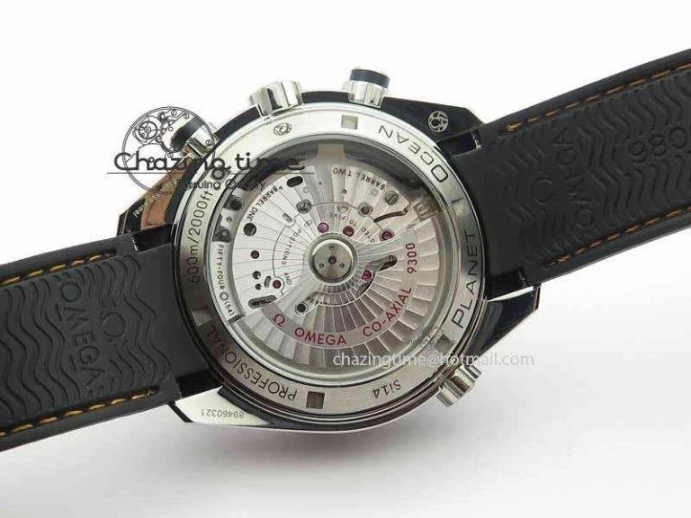Planet Ocean Master Chrono 45mm SS OM 1:1 Best Edition Black Dial Orange 12 On Rubber Strap A9300