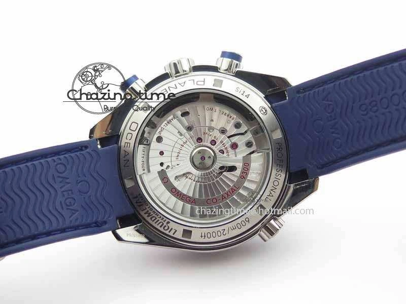 Planet Ocean Master Chrono 45mm SS OM 1:1 Best Edition Blue Dial On Blue Rubber Strap A9300