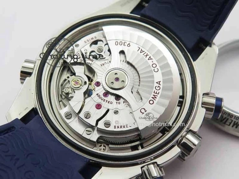 Planet Ocean Master Chrono 45mm SS OM 1:1 Best Edition Blue Dial On Blue Rubber Strap A9300