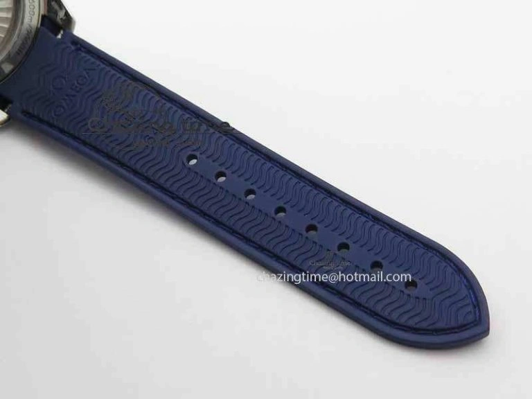Planet Ocean Master Chrono 45mm SS OM 1:1 Best Edition Blue Dial On Blue Rubber Strap A9300