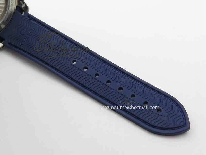Planet Ocean Master Chrono 45mm SS OM 1:1 Best Edition Blue Dial On Blue Rubber Strap A9300